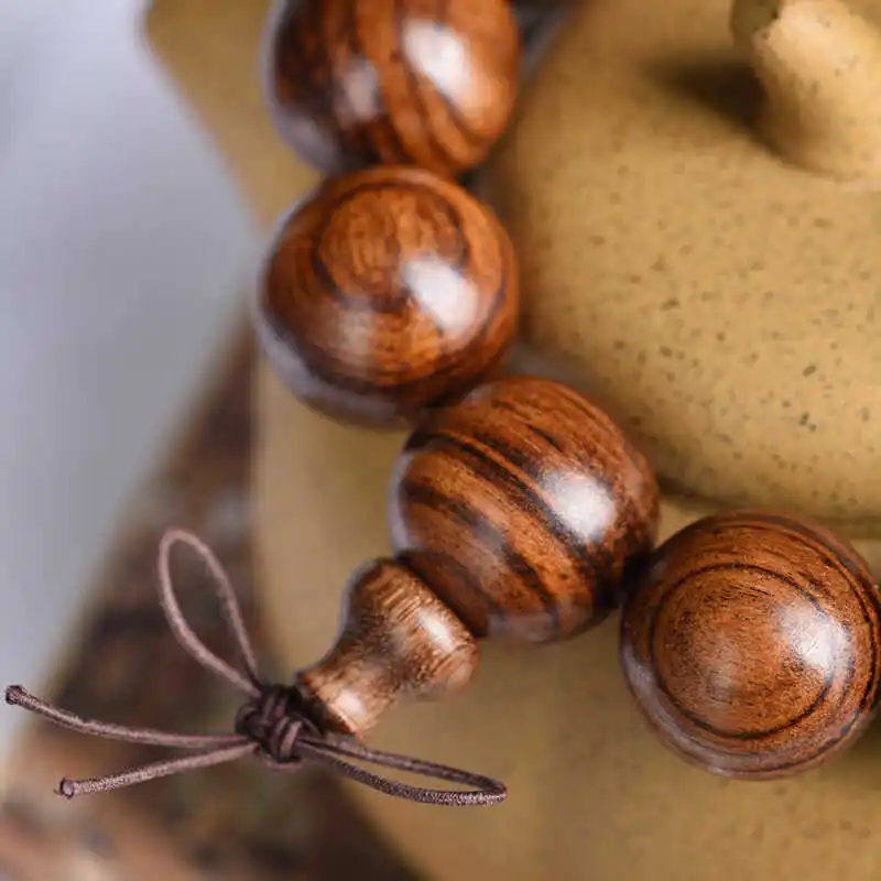 Schwarzes Rosenholz-Armband mit runden Perlen, 108 buddhistische – Bild 4