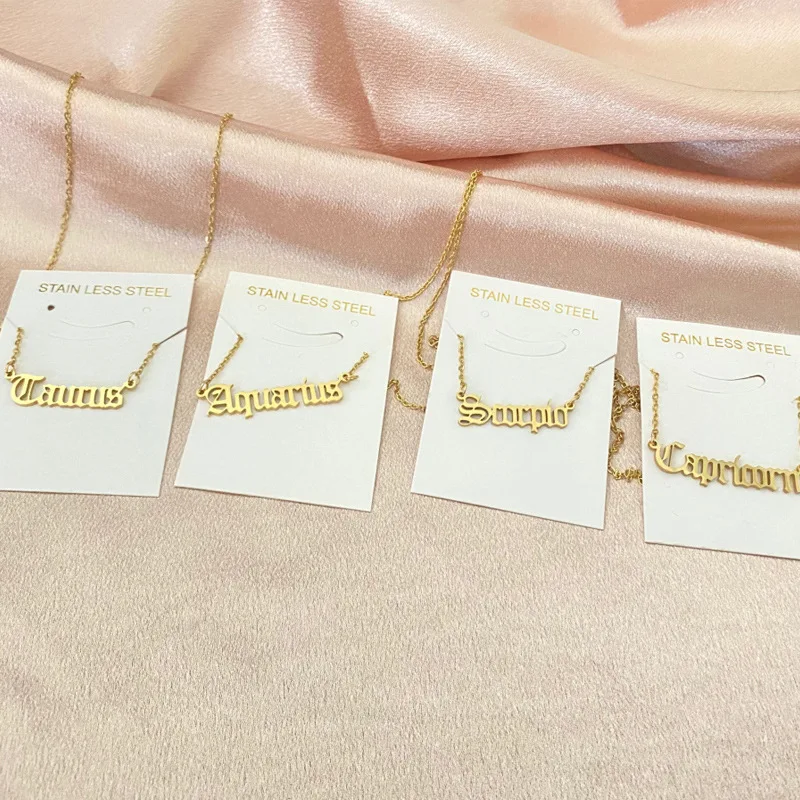 Mode 12 Sternzeichen Halskette Schmuck Edelstahl trüben frei 18 Karat – Bild 4
