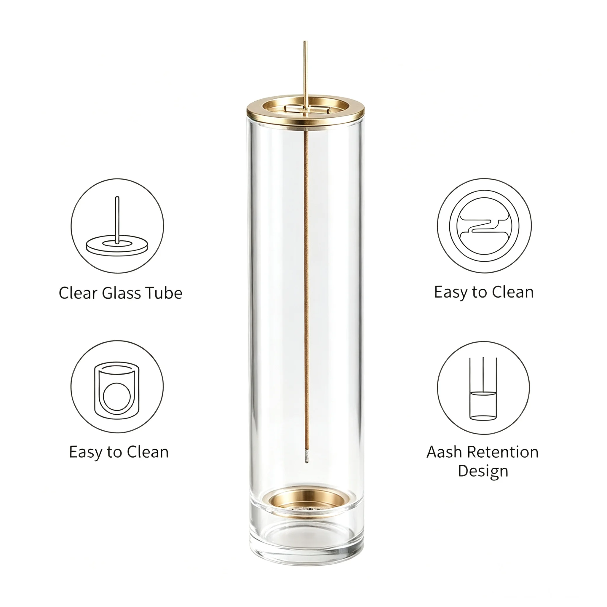 Rohrformiger Räucherstäbchenhalter aus Glas, vertikaler – Bild 5