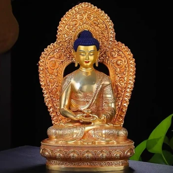 Amitabha Buddha-Statue, buddhistischer Artikel, Hintergrundbeleuchtung, Messing, exquisite tantrische Altäre