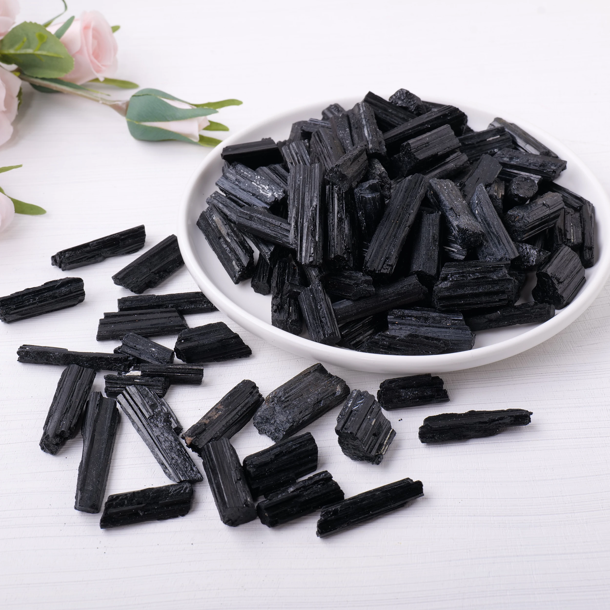 50 gr/beutel natürliche schwarze Turmalin strahls teine Roherz unregelmäßige Kristalle Mineralprobe beseitigen