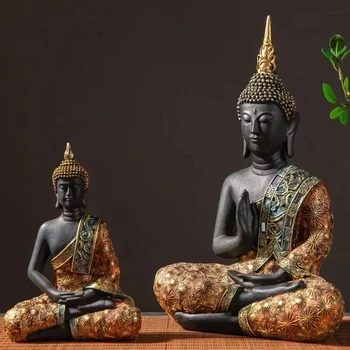 Große Buddha-Statue, Thailand-Buddha-Buddha-Skulptur, grünes Harz, handgefertigt, Buddhismus