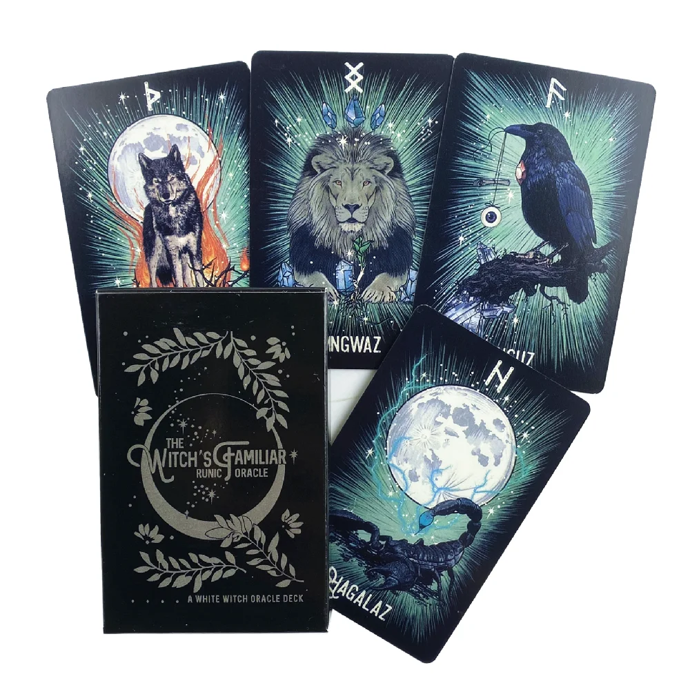 Witch'S Familiar Runic Oracle 24-Karte Indie Tarot Deck Runen Runenkarten Tier Oracle Tier Tarotkarten