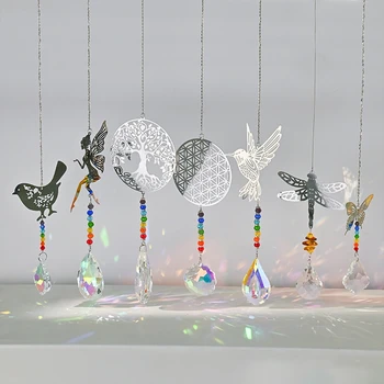 Kristall-Sonnenfänger, Sonne, Mond, Baum, Windspiel, Prismen, hängender Engel, Schmetterling, Anhänger