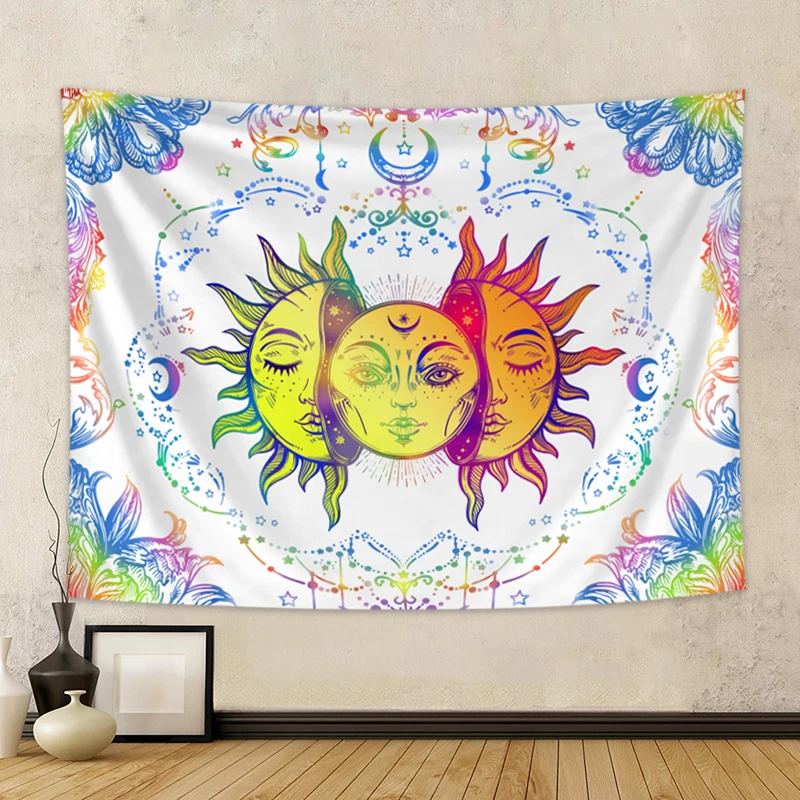 Wandteppich im Sonne, Mond, Hippie-Stil, bunter – Bild 5