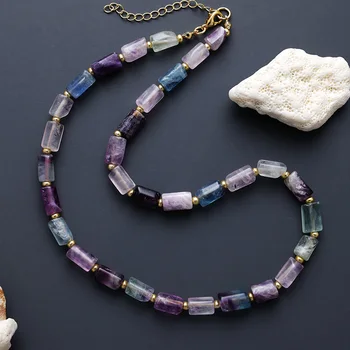 Luxus Natursteine 7-Chakra-Halsketten für Damen, exquisite Perlen, einfache Schichten, Halsketten