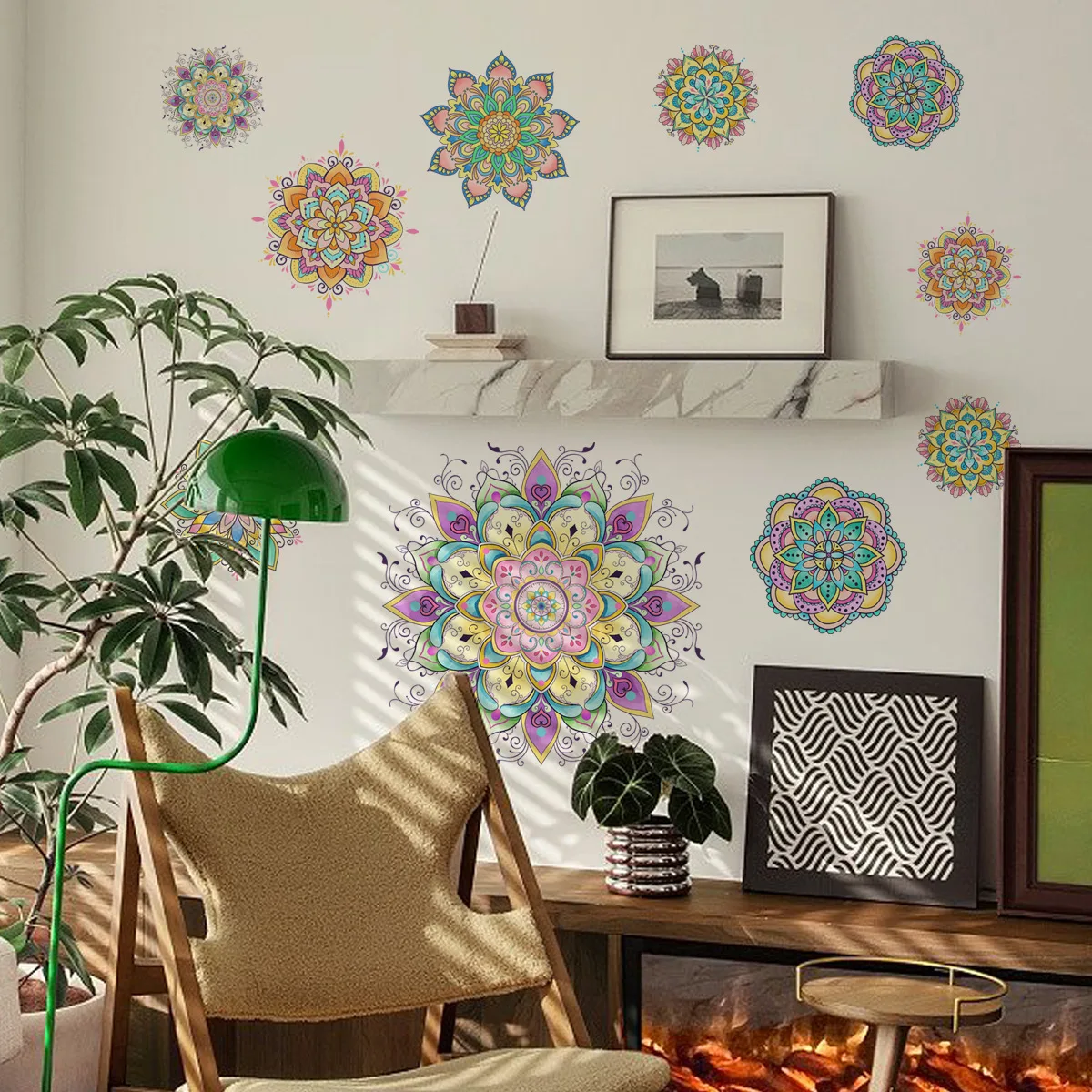 Mehrfarbige Mandala Lotusblume Vinyl Wandaufkleber Datura Dekor – Bild 2