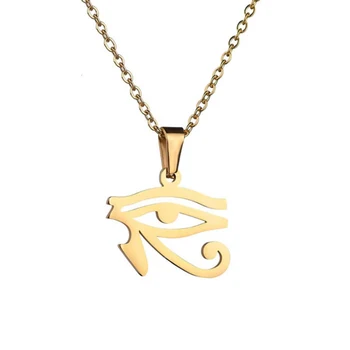 Edelstahl-Halskette mit Horusauge-Anhänger, Altägyptisches Symbol, Schmuckgeschenk für Männer und Frauen