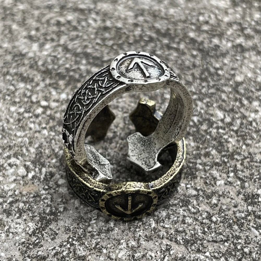 Nostalgie Wikinger Runen TIWAZ Sowilo Finger offener Ring Gothic – Bild 4