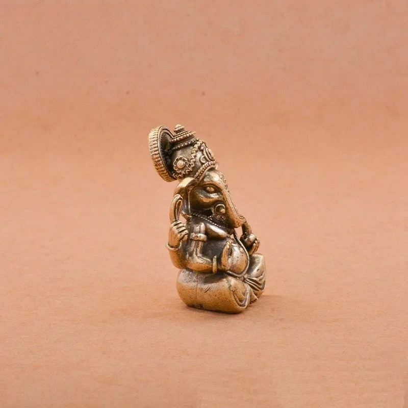 Retro-Messingstatue des Gottes Ganesha, Buddha-Ornamente – Bild 5