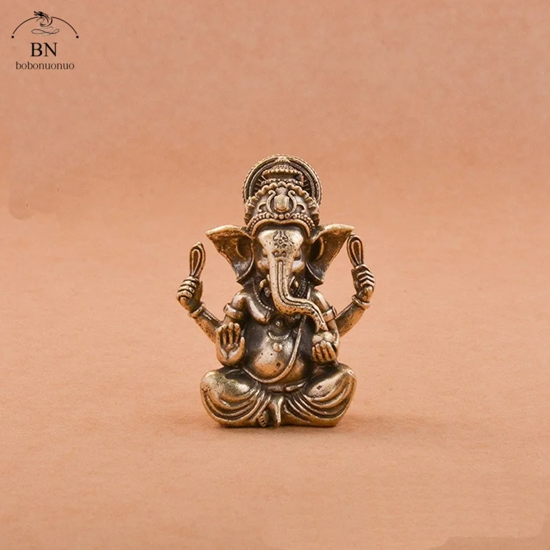 Retro Messing Lord Ganesha Statue Buddha Ornamente Elefant Hindu-Gott Skulptur Figuren Heim