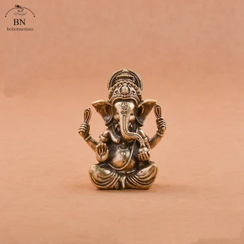 Retro Messing Lord Ganesha Statue Buddha Ornamente Elefant Hindu-Gott Skulptur Figuren Heim