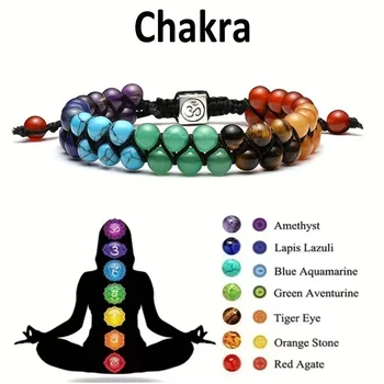 Top Plaza 7-Chakra-Behandlung, Kristall-Armband, Yoga-Stein, verstellbare Perlen, Armband, Meditation