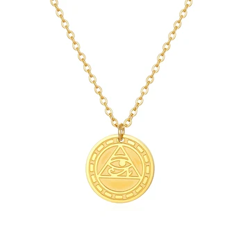 Edelstahl Auge des Horus Mode zarte Minimalismus Anhänger Halskette mit Kette Schmuck Geschenk für Frauen
