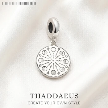 Mondphasen-Anhänger aus 925er-Sterlingsilber, baumelnder Charm für Damen und Herren, Vintage-Edelschmuck