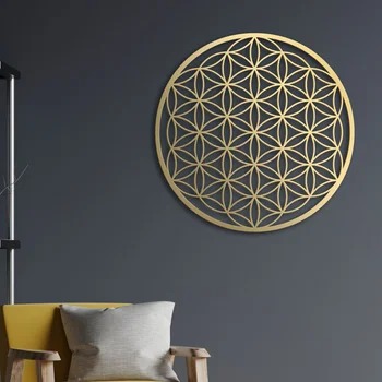 Blume des Lebens & Lotus Wandskulptur aus Metall | Halloween- und Weihnachtsgeschenk