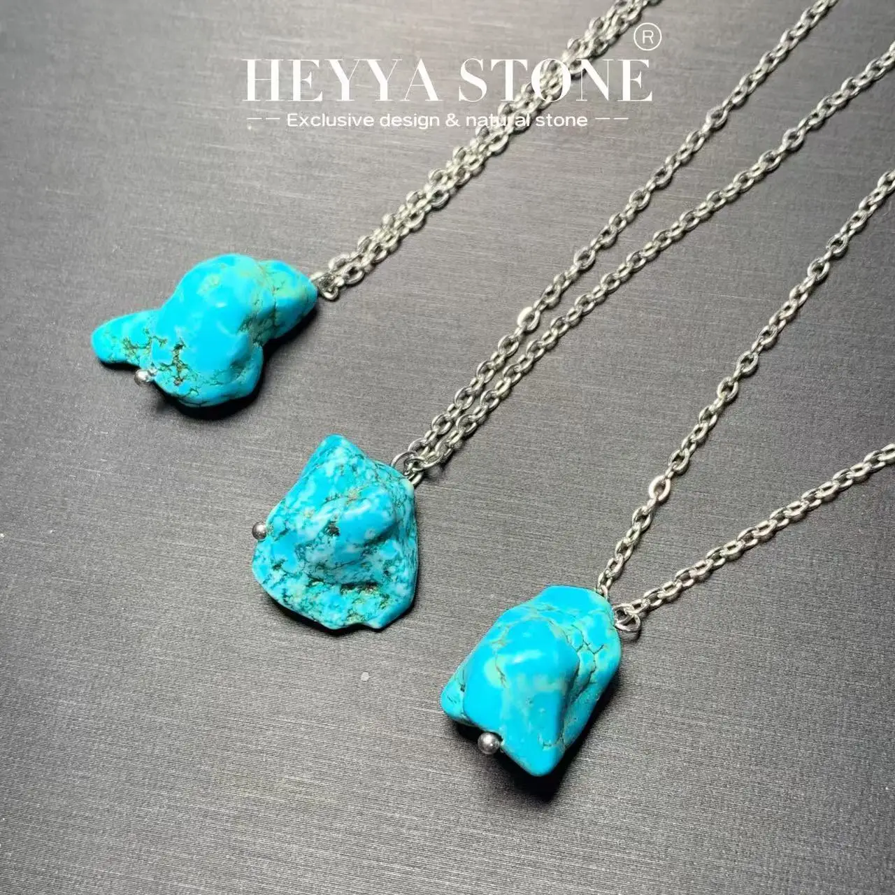 HEYYA STONE Halskette mit natürlichem Türkis-Anhänger für Damen, 925er Silber vergoldet, schlichter feiner