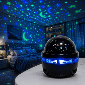 Sternenhimmel-Projektorlampe RGB Galaxy-Licht Mond-Stern-LED-Nachtlampe USB-Ambientelicht Schlafzimmer