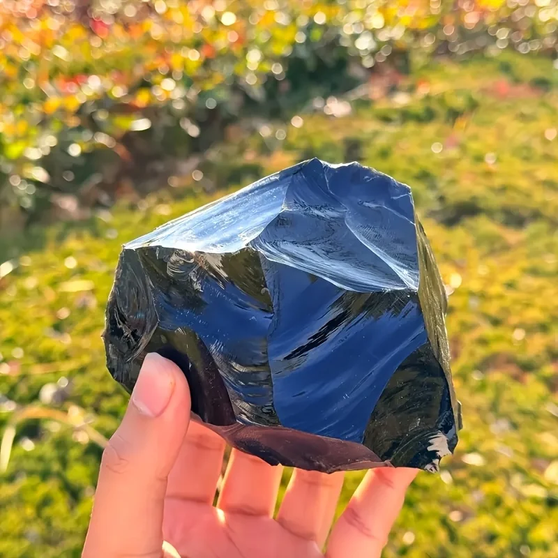 Große rohe natürliche Obsidiansteine, natürliche schwarze – Bild 5