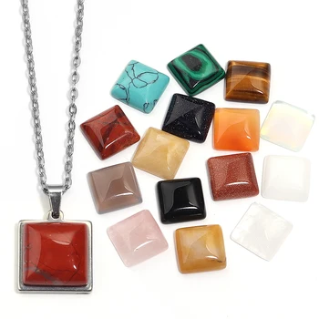 16mm Platz Flatback Naturstein Perlen Achat Türkis Tigerauge Kristall Cabochon Perlen Für Schmuck (5 Stück)