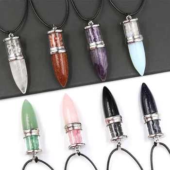 Naturstein Anhänger Halsketten Amethyst Kristall Edelstein Stein Quarz Kies kugelförmige Pendel Reiki pendel