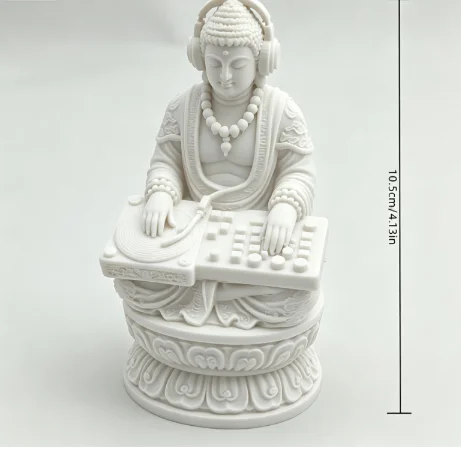 DJ Buddha-Statue 3D-Gedruckte Kreative Lustige Buddha-Minifigur mit Kopfhörer Heim
