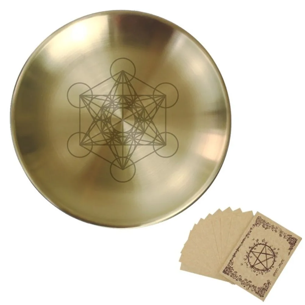Pentagramm-Altar-Ritual, brennender Halter, Platte, Edelstahl, langlebige Altarschüssel, 14 cm