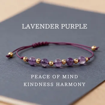 Edelstein-Armband, Amethyst-Armband, natürliche Perlenschnur, gewebte Kristall-Amethyst-Armbänder