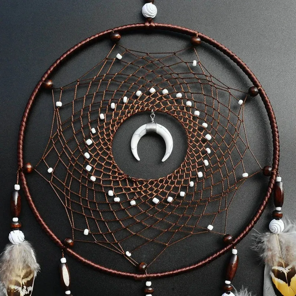 Boho-Stil Großer Feder-Traumfänger, Zarte Gewebte Wanddekoration – Bild 3