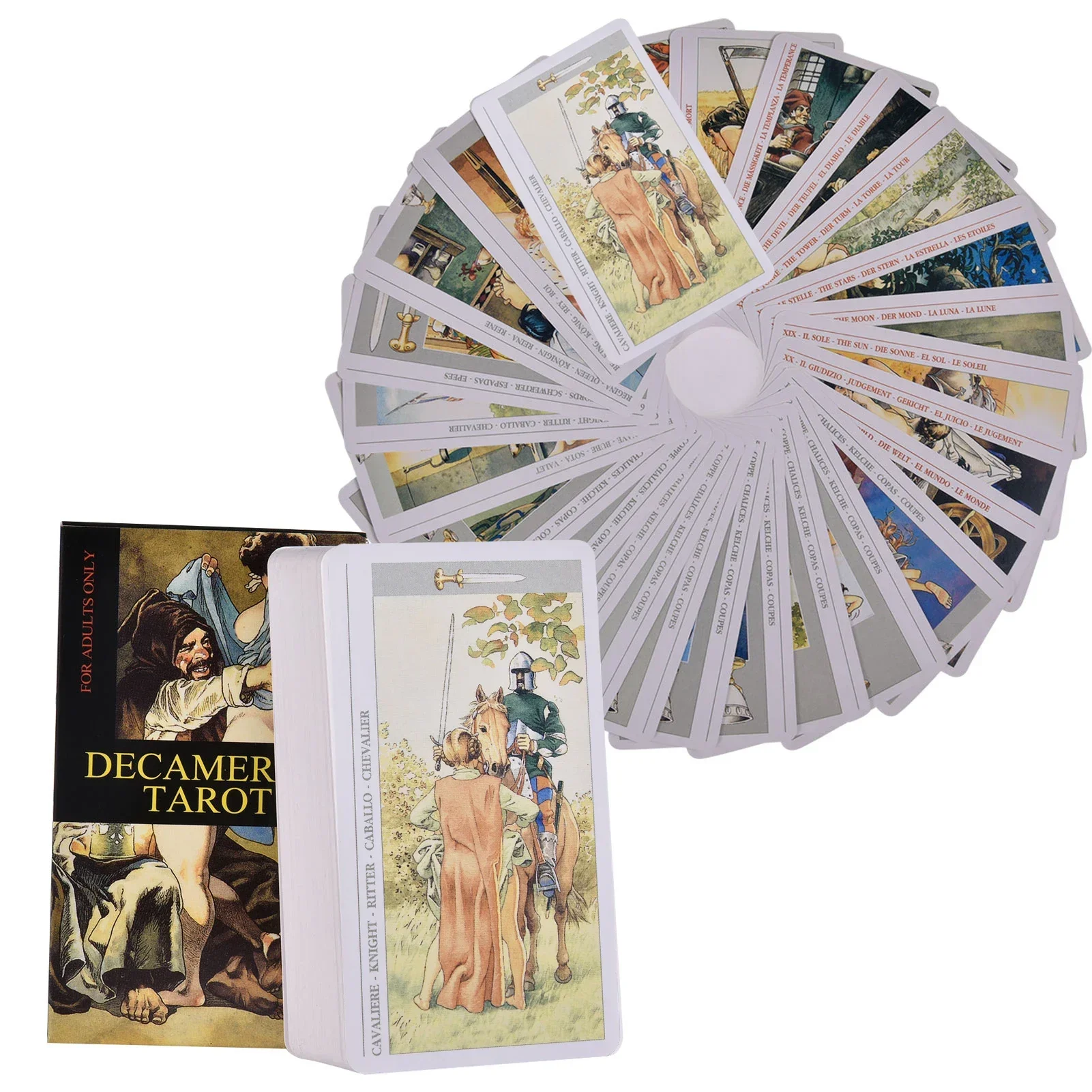 Decameron Tarotkarten, ein 78-teiliges Deck, englische Version, Oracle-Karten, PDF-Guidebook, Divination