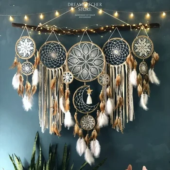 Traumfänger Boho Wohnkultur Makramee Traumfänger Wandbehänge Mond Ramadan Dreamcatcher Kinder (5 Stück)