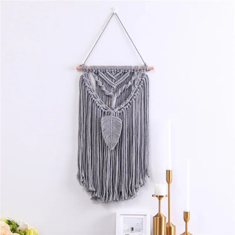 Makramee Boho Wandbehang Wandhintergrund Wohnzimmer Dekoration Handgewebte Baumwolle Nordic Art Quaste