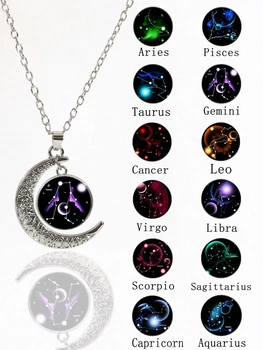 Sternzeichen-Halskette Schmuck Geburtstagsgeschenke Astrologie 12 Konstellationen Horoskop Zeichen Galaxie