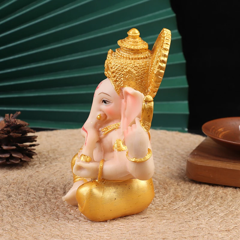 Gold Lord Ganesha Buddha Statue Elefant Gott Skulpturen Ganesh Figuren – Bild 4