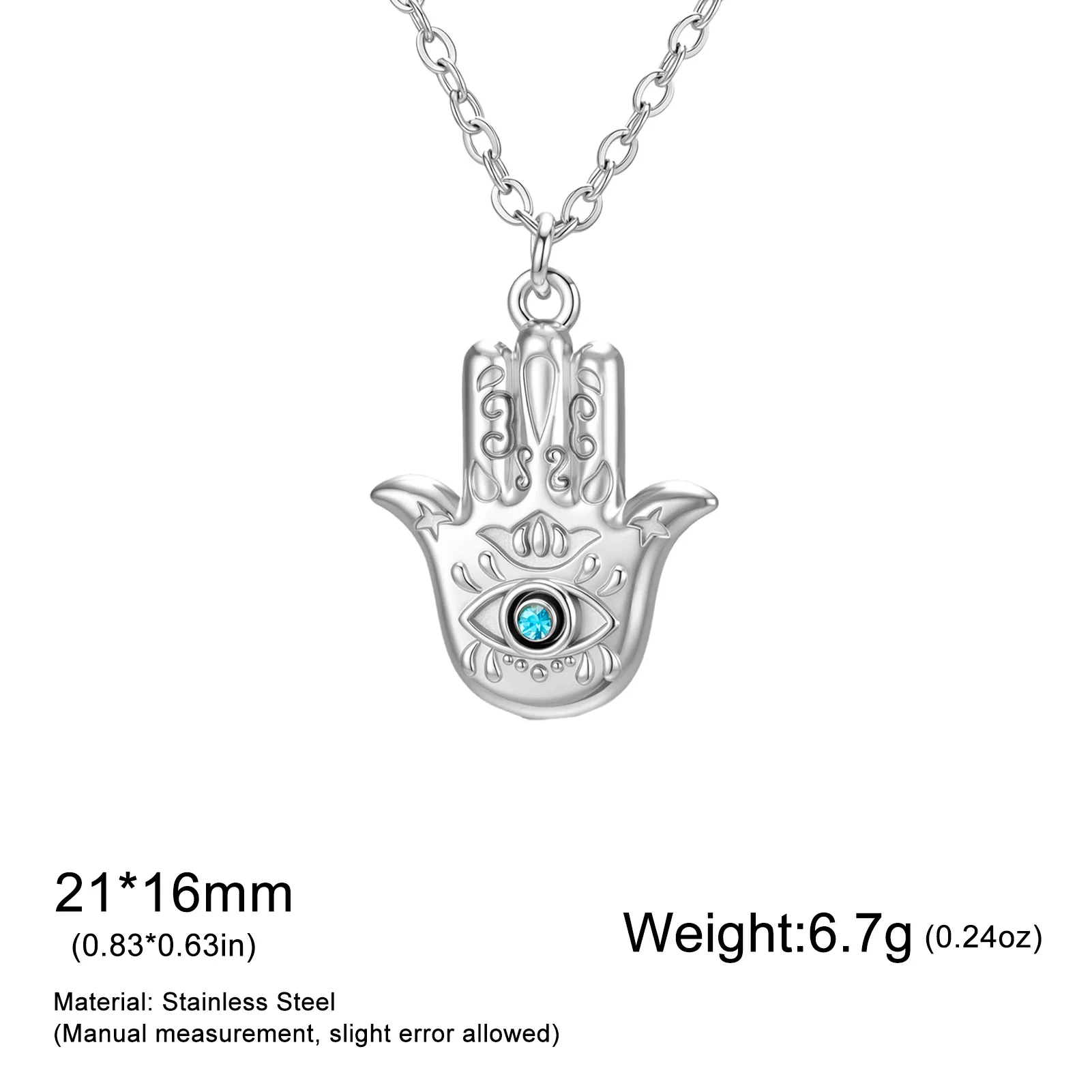 Hamsa-Hand-Anhänger mit bösem Auge, Halskette mit blauem Zirkon, Fatima-Hand-Schutzamulett, religiöser