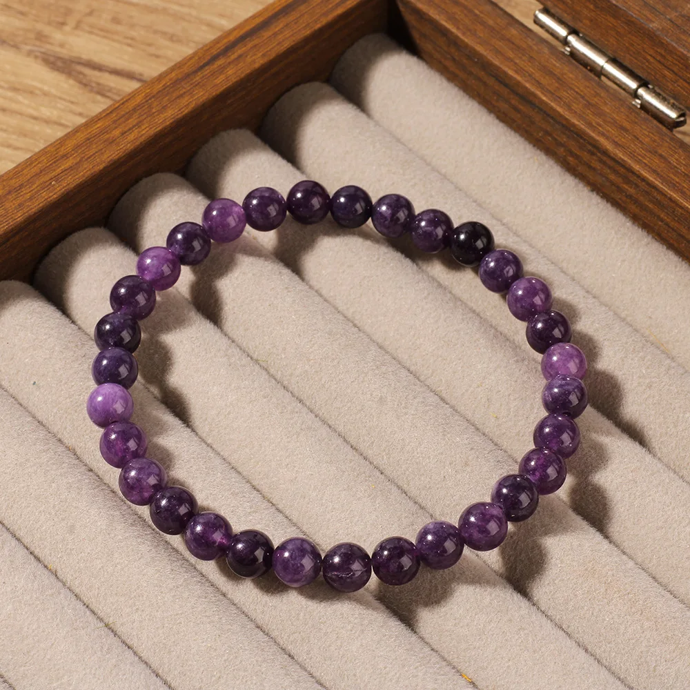 Natürliche Stein Echte Amethyst Perlen Armbänder 6/8/10mm Glatte Runde – Bild 5
