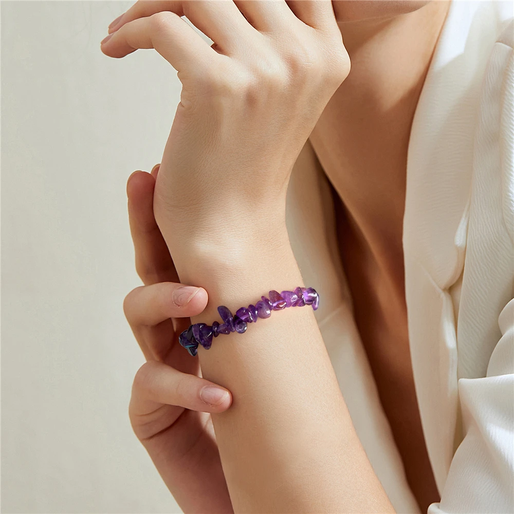 Mode Lapis Lazuli Chip Stein Armbänder Unregelmäßige Naturstein – Bild 6