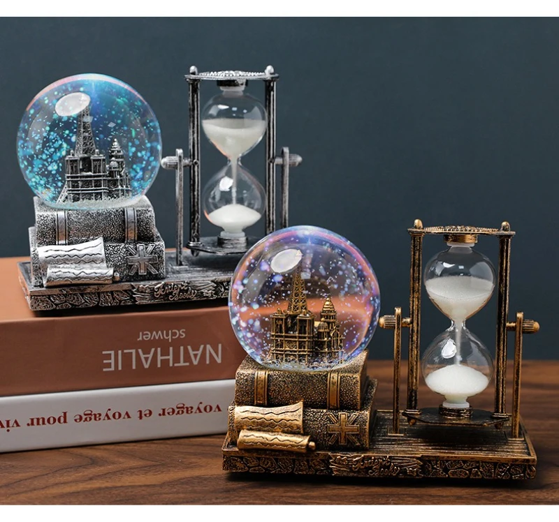 Y Vintage Turm Sanduhr Kristallkugel mit LED-Leuchten Leuchtende – Bild 5