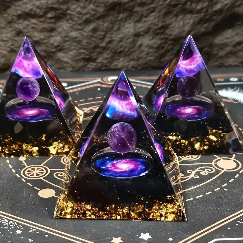Galaxy Orgon-Pyramide mit Amethyst-Kristallkugel Innen – Bild 2