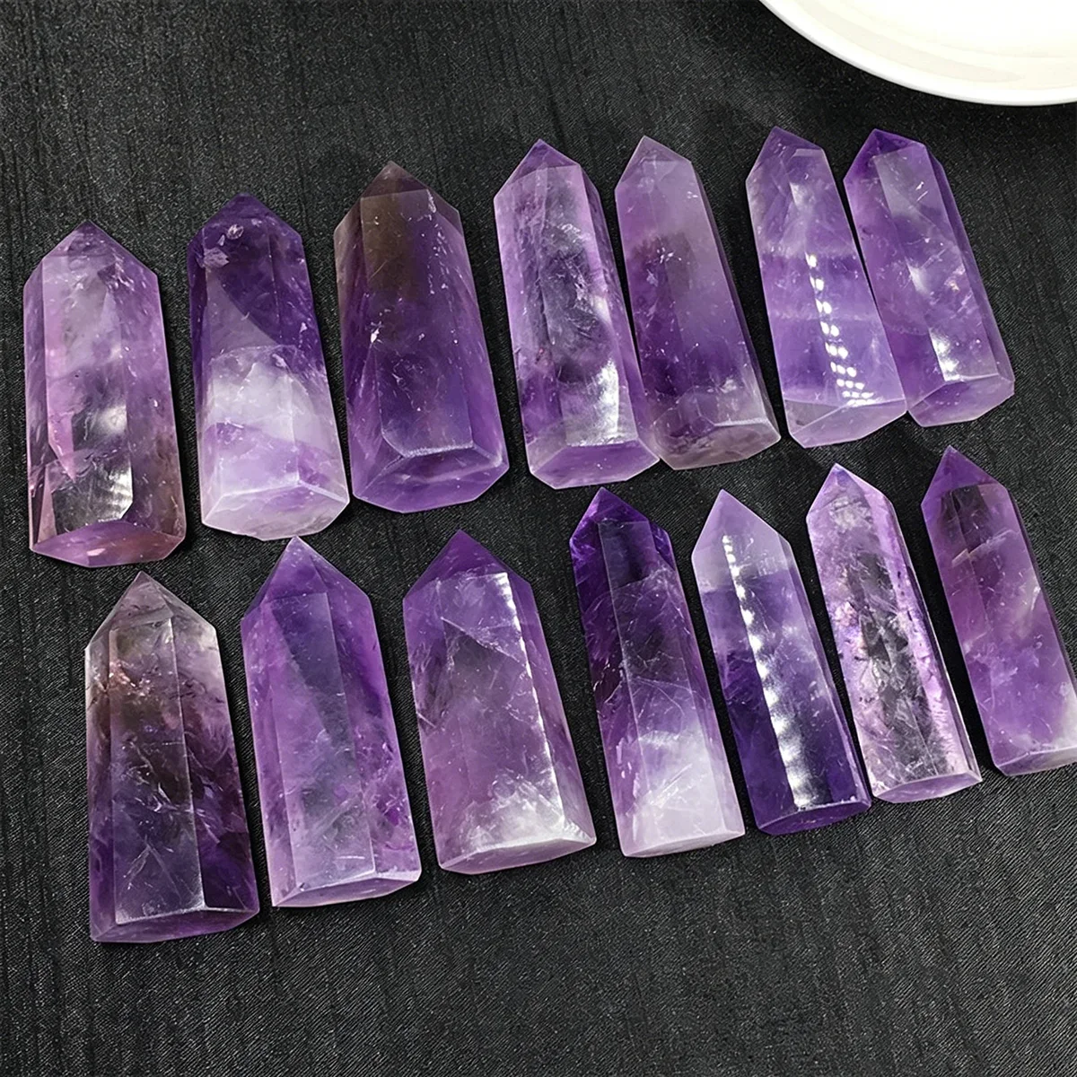 JH56 Amethyst-Spitzstab Kristallstein-Handwerk Amethyst Sechseckige Säule Raumdekoration Reiki Polierter Stein