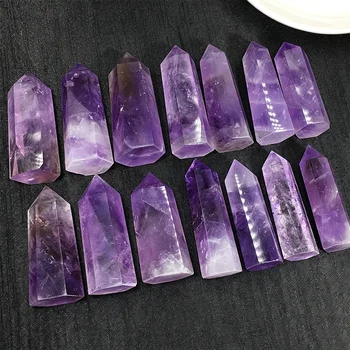 JH56 Amethyst-Spitzstab Kristallstein-Handwerk Amethyst Sechseckige Säule Raumdekoration Reiki Polierter Stein