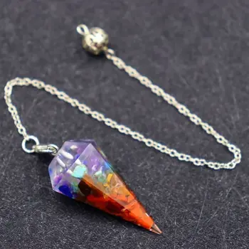 Design 7 Chakra Orgonit Reiki Pendel Anhänger Geschenk Modeschmuck Amulett Kette Naturstein