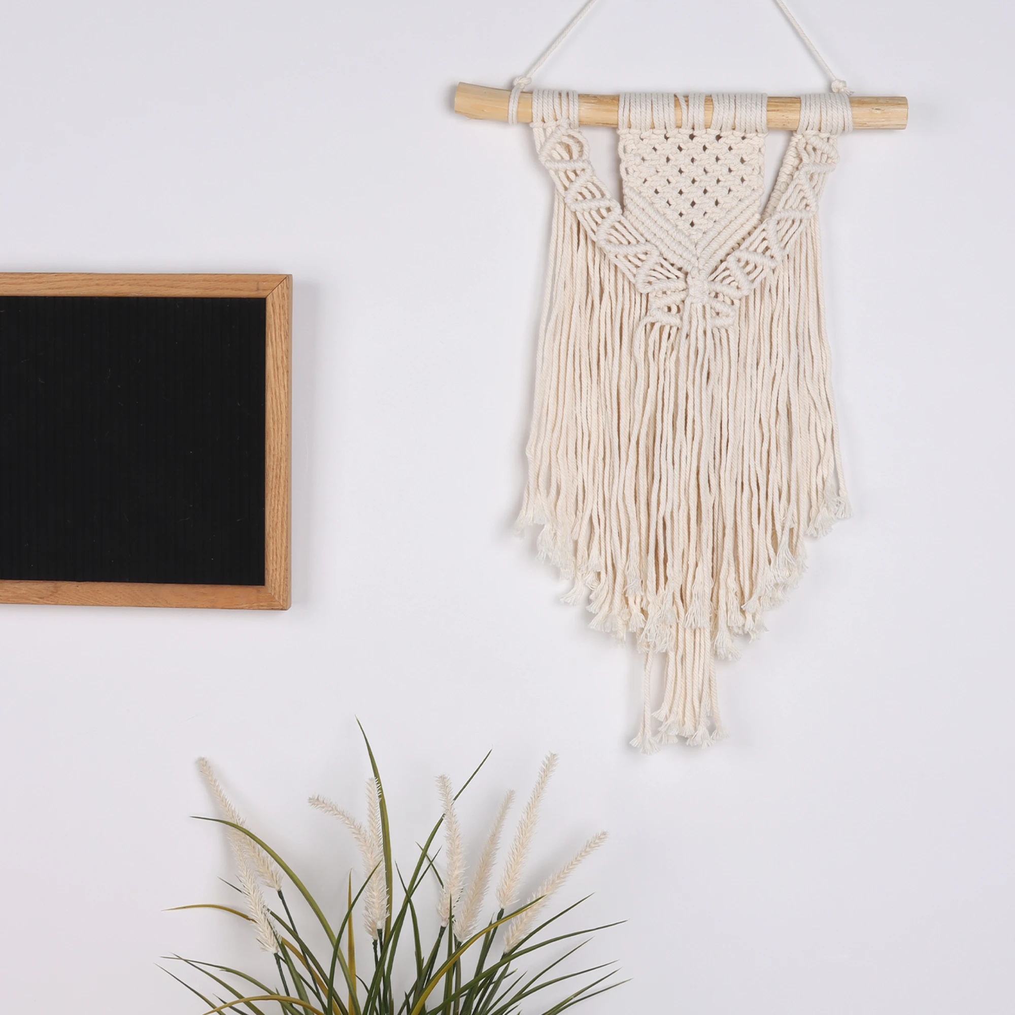 Makramee gewebte Wandbehang Boho Home Chic Bohemian geometrische Kunst – Bild 6