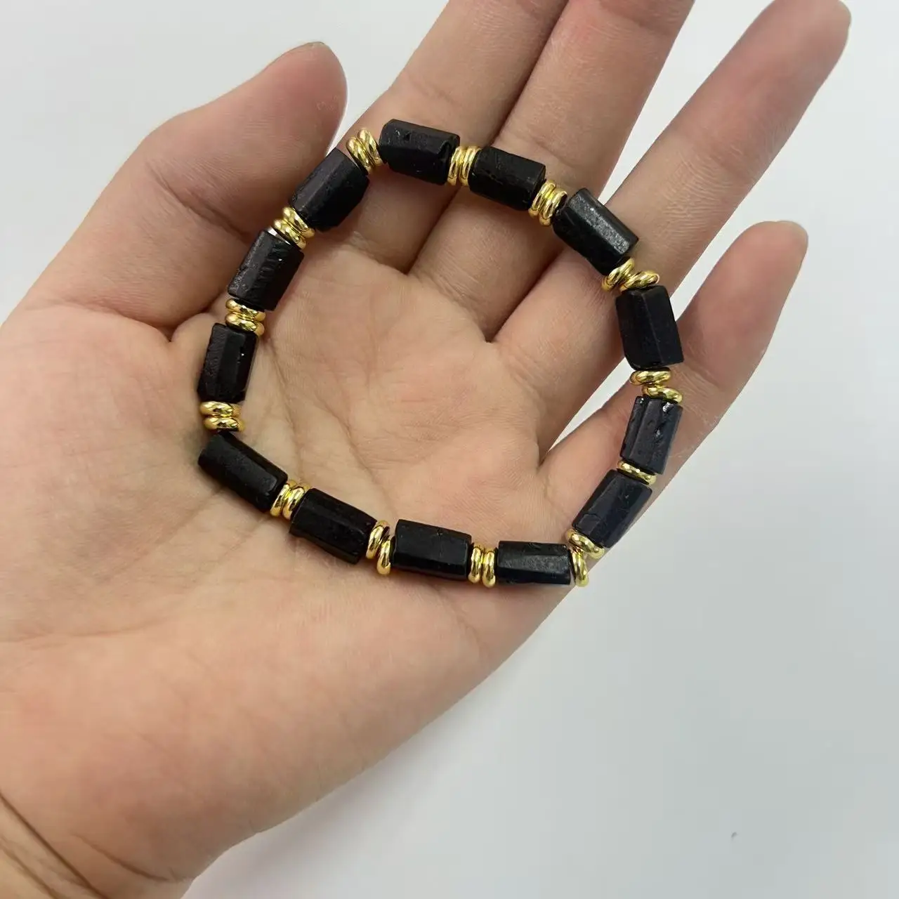 Natürliches Schwarzes Turmalin-Armband Naturstein-Schmuck – Bild 6