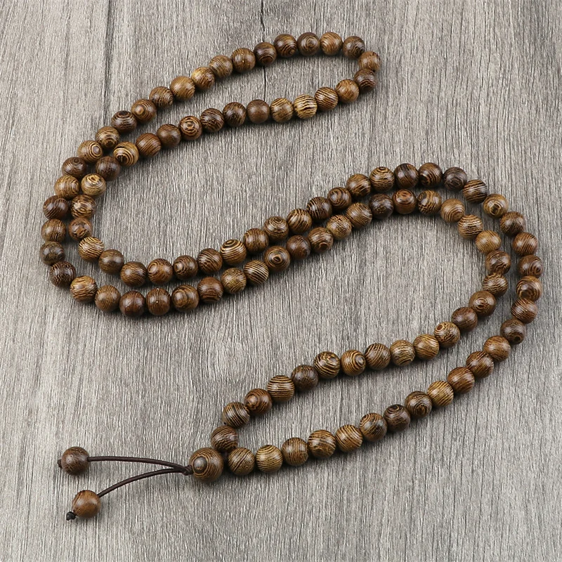 Mehrschichtiges Armband mit 108 Holzperlen, 8 mm – Bild 2