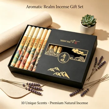 10-Duft-Räucherstäbchen-Set, Handgemacht Ohne Zusatzstoffe, Sandelholz, Ambergris, Birnenduft, Perfekt