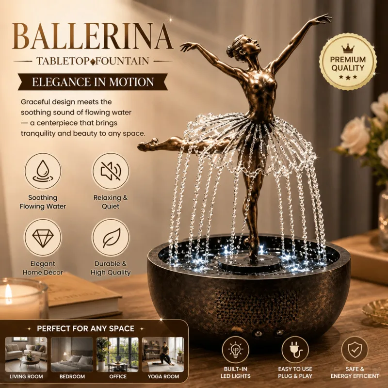 Eleganter Ballerina-Tischbrunnen im Vintage-Bronze-Stil – Bild 2