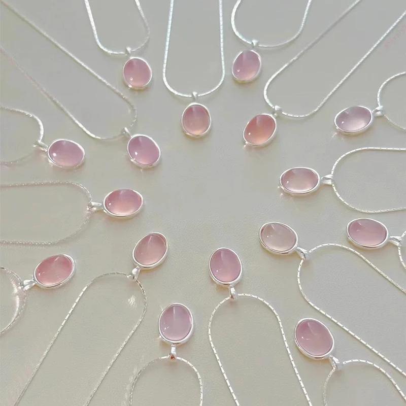 925 Sterling Silber rosa Kristall Mondstein Halskette für Frauen – Bild 3