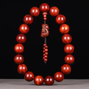 Sambia Kleines Blatt Rotes Sandelholz Buddha Perlen Armband 20mm Hochdichtes altes Material Gebetsperlen
