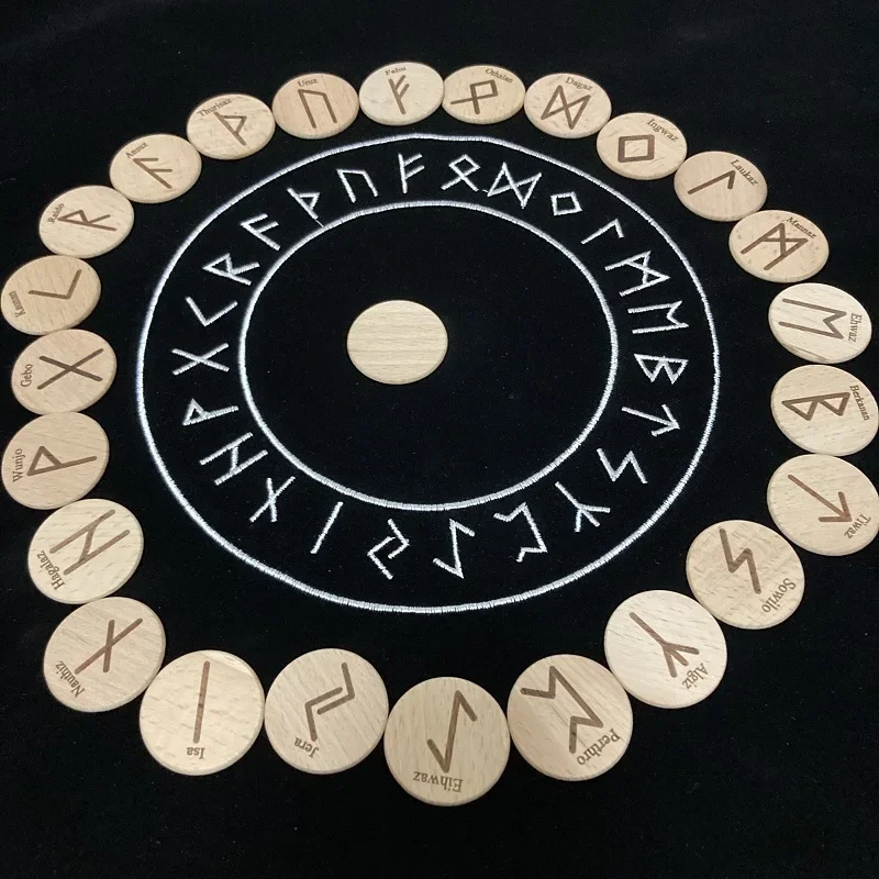 Handgemachte holz Viking runes kit symbole perlen Gypsy (25 Stück) – Bild 3
